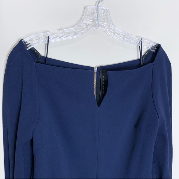 Roland Mouret Rosslare Dress (Sz US 8) Crepe Sheath Midi Navy Blue - Picture 7 of 16